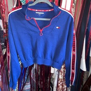 Tommy Hilfiger Cropped Quarter Zip Crewneck Sweatshirt